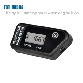 Runleader Digital Maintenance Hour Meter, Resettable Job Timer,SVC Intervals Reminder for Lawn Mower Generator Marine ATV Outboards Motor Snowblower Compressor etc.
