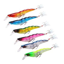 KICHOUSE 6pcs Shrimp Fishing Lures Realistic Simulation Baits for Freshwater and Fishing Accessories for Outdoor Adventures Grey Red Yellow Green Rosy