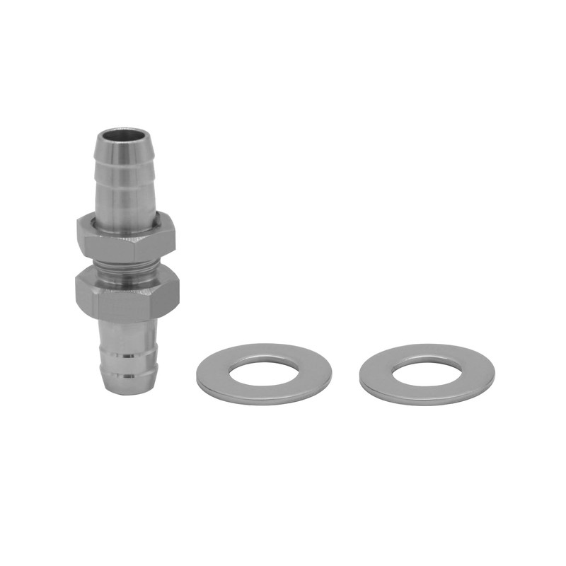 Fitvell Stainless Steel 1/4" Hose Barb Bulkhead Fitting Thru-Bulk Bulkhead