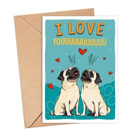 Pug Dog Card, Pug Anniversary Card Funny, Dog Anniversary Card, For Husband, For Wife, Girlfriend, Boyfriend, Card For Dog Owners, Pug Dog Lover Gifts, I Love Youuuu