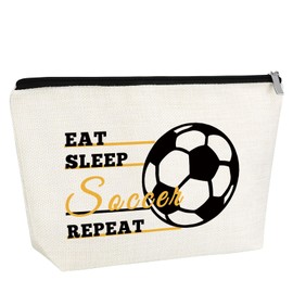 Soccer Gifts for Teen Girl Women Cosmetic Bag Appreciation Gift for Soccer Coach Team Mom Footabell Lover Gift Makeup Bag Graduation Birthday Gifts for Daughter Sister Friend Bff Football Fans