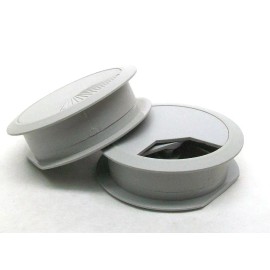 Unbranded/Generic (2) 2 5/8" 66MM WIRE MANAGEMENT CABLE GROMMET 3 PIECE LIGHT GREY FREE SHIP LD