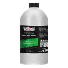 U.S. Art Supply 32 oz High Gloss Varnish for Acrylic Paintings - Clear Protective Finish with UV Protection