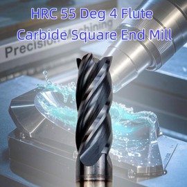 Professional Grade Carbide Square End Mill 1/4 Inch 4 Flute AlTiN Coated for High Hardness Steels HRC 55 Alloy Hardened Steel Metal Milling 5 Pack Bulk Set