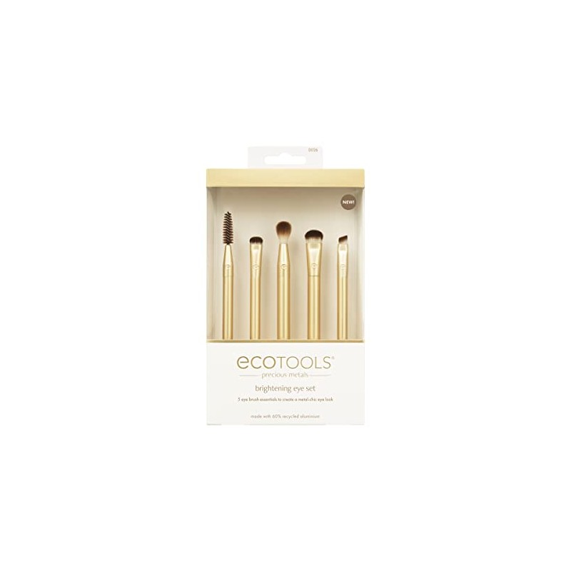 ECOTOOLS, Precious Metals Brightening Eye Brush Set, Kit de Brochas