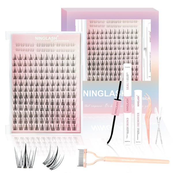 NINGLASH Wink Lash Clusters Kit Wispy DIY Eyelash Extension, Manga
