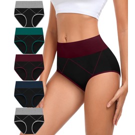 DUKAWA Underwear Women High Waisted Cotton Soft Tummy Control Panties C Section Postpartum Briefs Ladies Multicolor Plus Size 5,Small