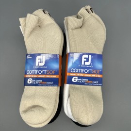 FootJoy 12 Pairs FootJoy Mens Sz 7-12 ComfortSof Sport Golf Socks Value Pack White/Black