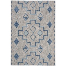 SAFAVIEH Courtyard Collection Area Rug - 5'3" x 7'7", Grey & Aqua, Non-Shedding & Easy Care, Indoor/Outdoor & Washable-Ideal for Patio, Backyard, Mudroom (CY8533-36812)