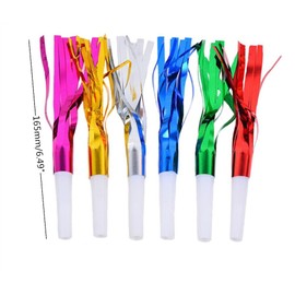 Honbay 30pcs Glitter Fringed Metallic Noise Maker Birthday, New Year Party Noisemaker, Blowouts Whistles Party Favours