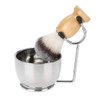 ochun Shaving 3-Piece Set, Beard Brush Holder, Stainless Steel, Brush