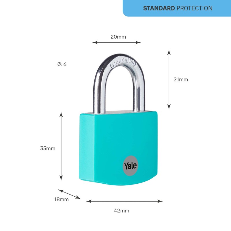 Yale - YE3B/38/119/1/TE Standard Security 38mm Aluminium Padlock - Teal