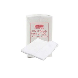 Cotton Gauze Swabs Cheese Cloth, Non-Sterile,White,8 Ply 13 Threads Pack of 100 (5 X 5 cm 2" X 2")
