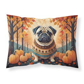 Caroline's Treasures DAC1065PILLOWCASE Fawn Pug Fall Fabric Standard Pillowcase Lightweight Super Soft Easy Care Decorative Artwork Pillowcase, Standard