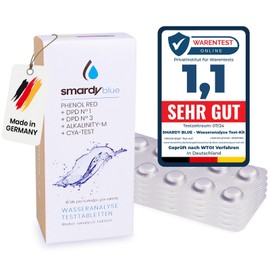 smardy 50 Photometer Test Tablets for PoolLab and Electronic Pool Testers - 10 x Phenol Red, DPD1, DPD3, Alka-M, CYA - Water Analysis for Pool, Hot Tub and Drinking Water - 5-10 Years Shelf Life