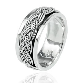 Treasure Bay MENS 8MM Wide Celtic Knot Braid 925 Sterling Silver Spinner/Spinning/Spin Band Ring (R)