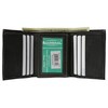 100% Leather Tri-fold Mens Wallet Black #961107