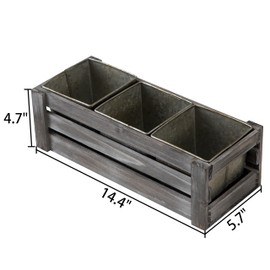 SOFE Rectangular Planters for Indoor Plants, Farmhouse Galvanized Planter Pot Window Box Planter for Succulent Herb, Table Wood Decorative Storage Box, Country Style Windowsill Decor, Grey