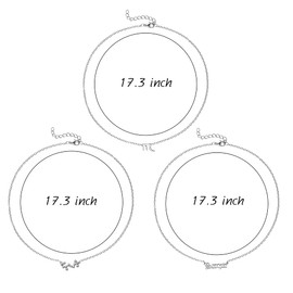 PANTIDE 3Pcs Scorpio Zodiac Layer Necklaces for Women Retro Silver Plated 12 Constellation Pendant Exquisite Letter Horoscope Old English Zodiac Sign Necklace for Birthday Gifts(Silver)
