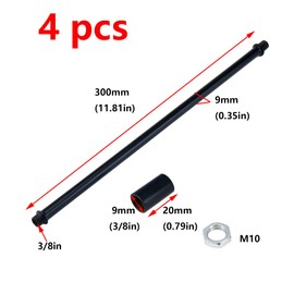 Antrader 1/8 IP Straight Pipe Lamp Stem Extension Rod,11.8"/300mm Length Metal Pipe Accessory Finish Lamp Rod Kit with Couplings(M10),Black,4-Pack