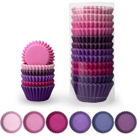 Gcardist 300-Count Cupcake Liners Cupcake Cups Food Grade 6 Solid Pink Purple Colors Cupcake Papers Baking Cups Cupcake Wrappers (Mini Size)