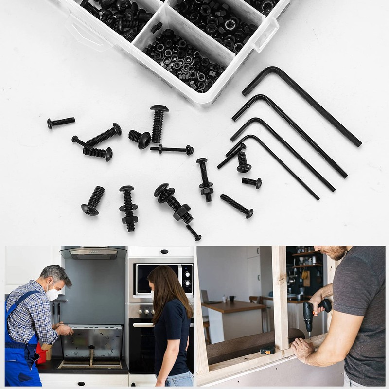 1225pcs M2 M3 M4 M5 Hexagon Socket Screws, Bolts, Nuts,