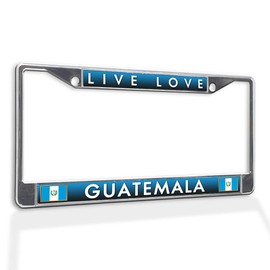 Fastasticdeals Metal Insert License Plate Frame Live Love Guatemala Weatherproof Car Accessories Chrome 2 Holes Solid Insert
