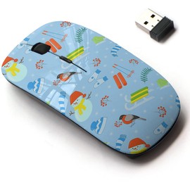 2.4G Wireless Mouse with Cute Pattern Design for All Laptops and Desktops with Nano Receiver - Winter Christmas