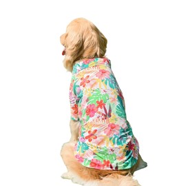 Dog Hawaiian Shirt, Summer Pet Clothes Cool Breathable Costume Beach T-shirt for Medium Large Dog_5XL(Red)