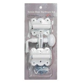 Screen Door Hardware Kit with Self-Closing Hinges White