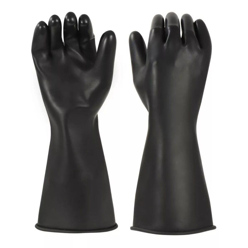 Limpex 12 Par Guante Látex Contra Ácido Industrial Negro 45cm
