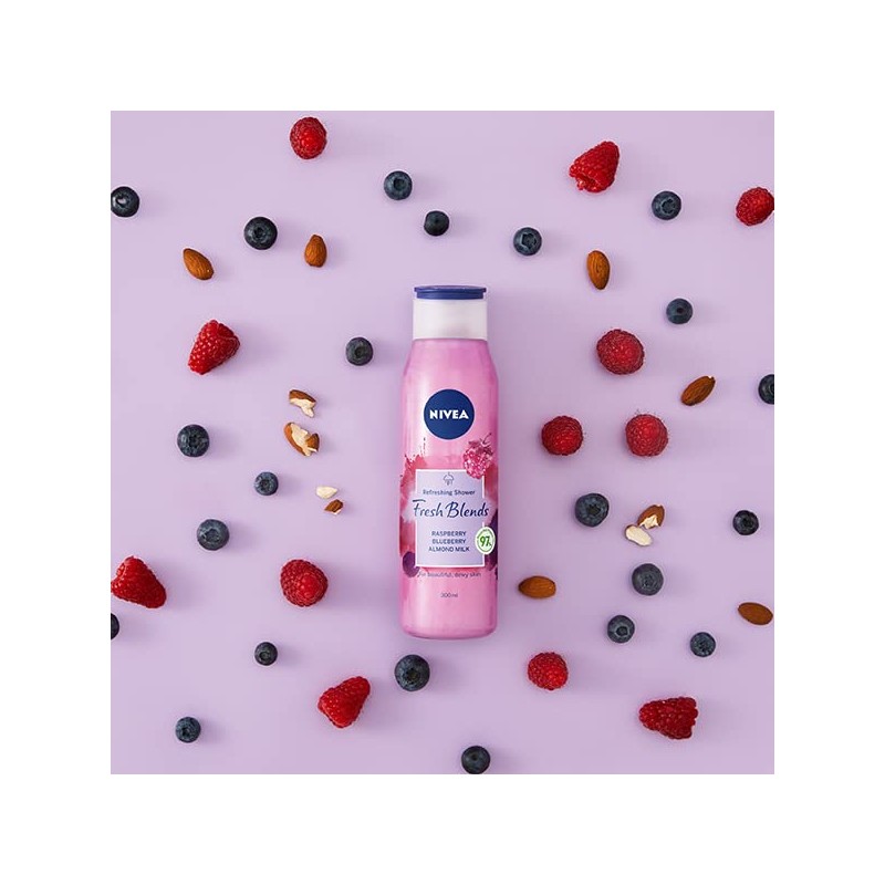 NIVEA Fresh Blends Raspberry Shower Gel (300ml), Raspberry-Scented Women's Shower