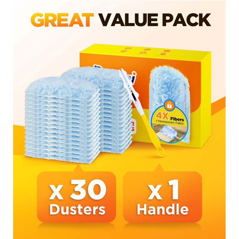 30 Count Duster Refill for Swiffer Duster with 1 Handle,
