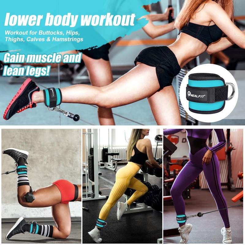 NEALFIT Ankle Strap for Cable Machine, Gym Ankle Cuff for