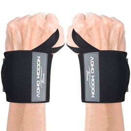 AOHO MOOON Wrist Brace for Weightlifting, Wrist Cuffs Gym Lifting Straps for Men and Women, with Thumb Loops Comfort Wrist Brace, Support for Powerlifting, Crossfit, Weight Lifting