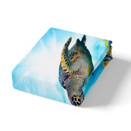 Homewish Sea Turtle Bedding Set For Boys Child,Ocean Fish Duvet Cover For Kids Man,Sealife Reptile Creature Comforter Cover,Colorful Coral Under Sea Reef Bedclothes Bedroom Decor Single Size