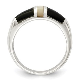 Diamond2Deal 925 Sterling Silver White Mother of Pearl Engagement Wedding Band Ring Size 6