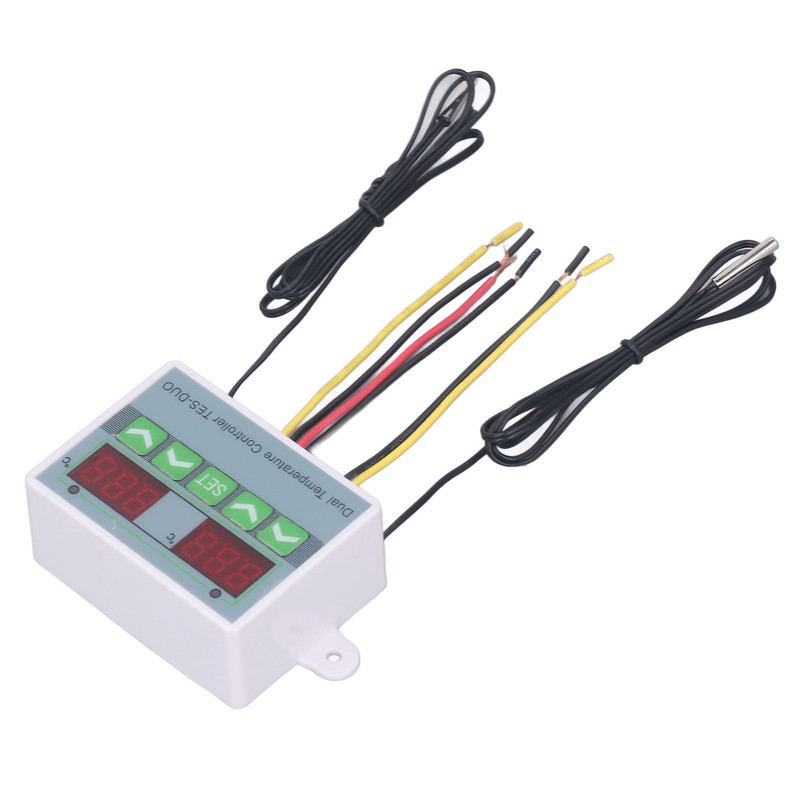 Dual Temperature Controller Waterproof Digital Thermostat with Data Storage for