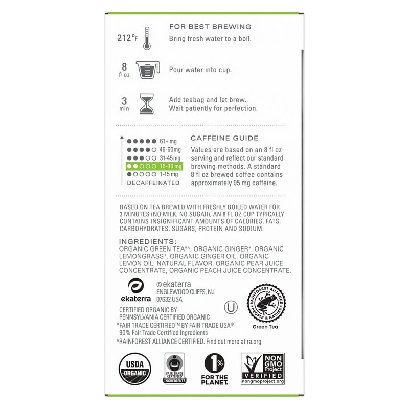 TAZO Regenerative Green Tea, Green Ginger, 16 Tea Bags