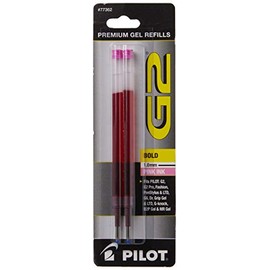 Pilot, G2 Gel Ink Refills, Bold Point 1 mm, Pink, Pack of 2