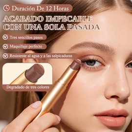 Nuevo 3-in-1 Easy Eyeshadow Stick，Barra de Sombra de Ojos 3 Colores en 1, Sombra de ojos en crema con degradado perlado, duradera, resistente al agua y fácil de aplicar, adecuada para mujeres（4pcs）