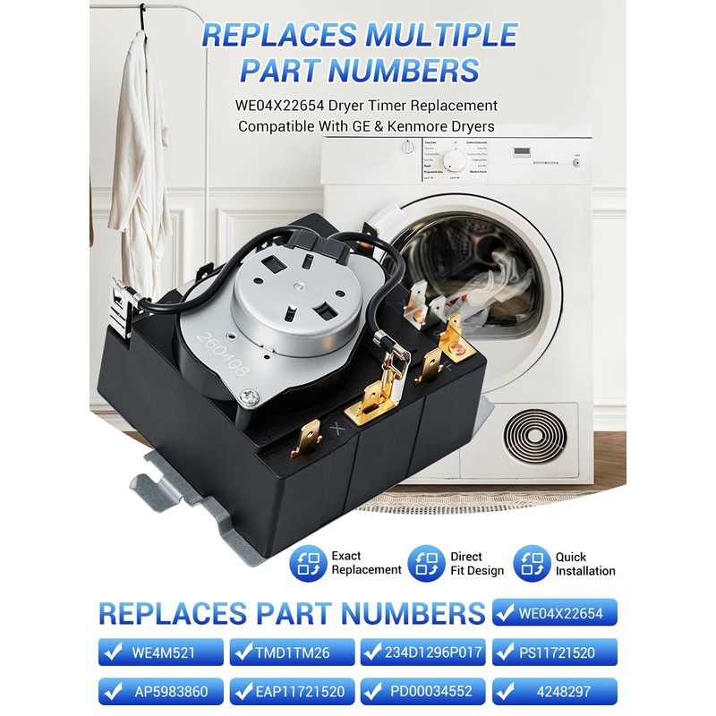 Upgraded WE04X22654 Dryer Timer: Compatible with GE & Kenmore