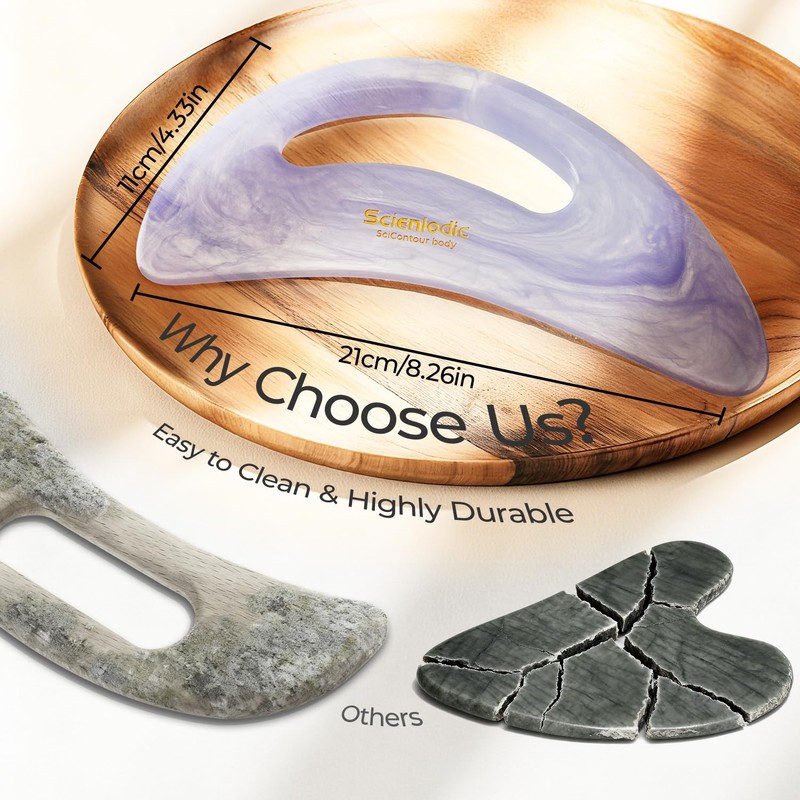 Scienlodic Gua Sha Massage Tool with Handle (Resin) Larger Guasha