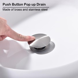 Rzoeox Bathroom Sink Drain with Overflow, Brushed Nickel Pop Up Drain Assembly with Detachable Strainer Basket Anti Clog Vessel Sink Lavatory Vanity Drain Stopper Sink Plug