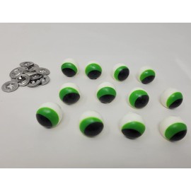 Pair of Zim's 24mm Green Painted Plastic Frog Safety Eyes for Craft Dolls or Puppets (Pack of 6)