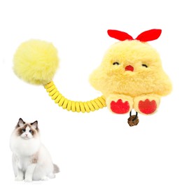 Andiker Catnip Toys, Cat Interactive Toys with Silvervine Fruit & Spring & Fuzzy Ball for Relaxing Playing, Plush Cat Teething Toys for Indoor Kitten for Cleaning Teething (Yellow Chick)