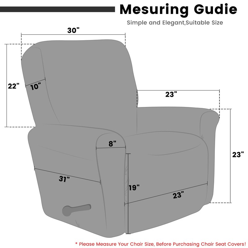 Qubjus Stretch Recliner Cover 4-Pieces, 1 Seat Recliner Chair Covers,