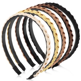 GAFATORY Braided Thin Headbands for Women 5 Pcs Non slip Fabric Hair Band Fashion Twisted Hair Accessories for Girls Teens
