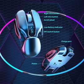 ZREOLYP Wireless Mouse,Ergonomic Design with Three-Level DPI Adjustment,USB and Type C 2-in-1 Receiver Wireless Mouse for Laptop,PC,Computer,MacBook and All USB Type C Devices-Metallic Gray