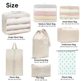 Packing Cubes for Suitcase - JOYSKY 9 PCS Packing Cubes Travel Luggage Organizers Bag Waterproof Travel Essentials Bag Clothes Shoes Storage Bags（Beige), Packing Cubes for Suitcases